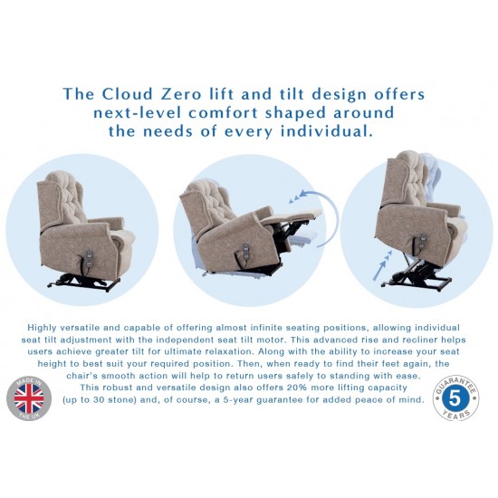 Woburn Compact Triple Motor Cloud Zero Riser Recliner - ZERO RATE VAT - 5 Year Guardsman Furniture Protection Included For Free!