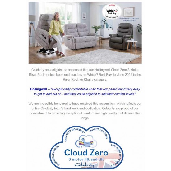 Hollingwell Standard Triple Motor Cloud Zero Recliner - ZERO RATE VAT - 5 Year Guardsman Furniture Protection Included For Free!